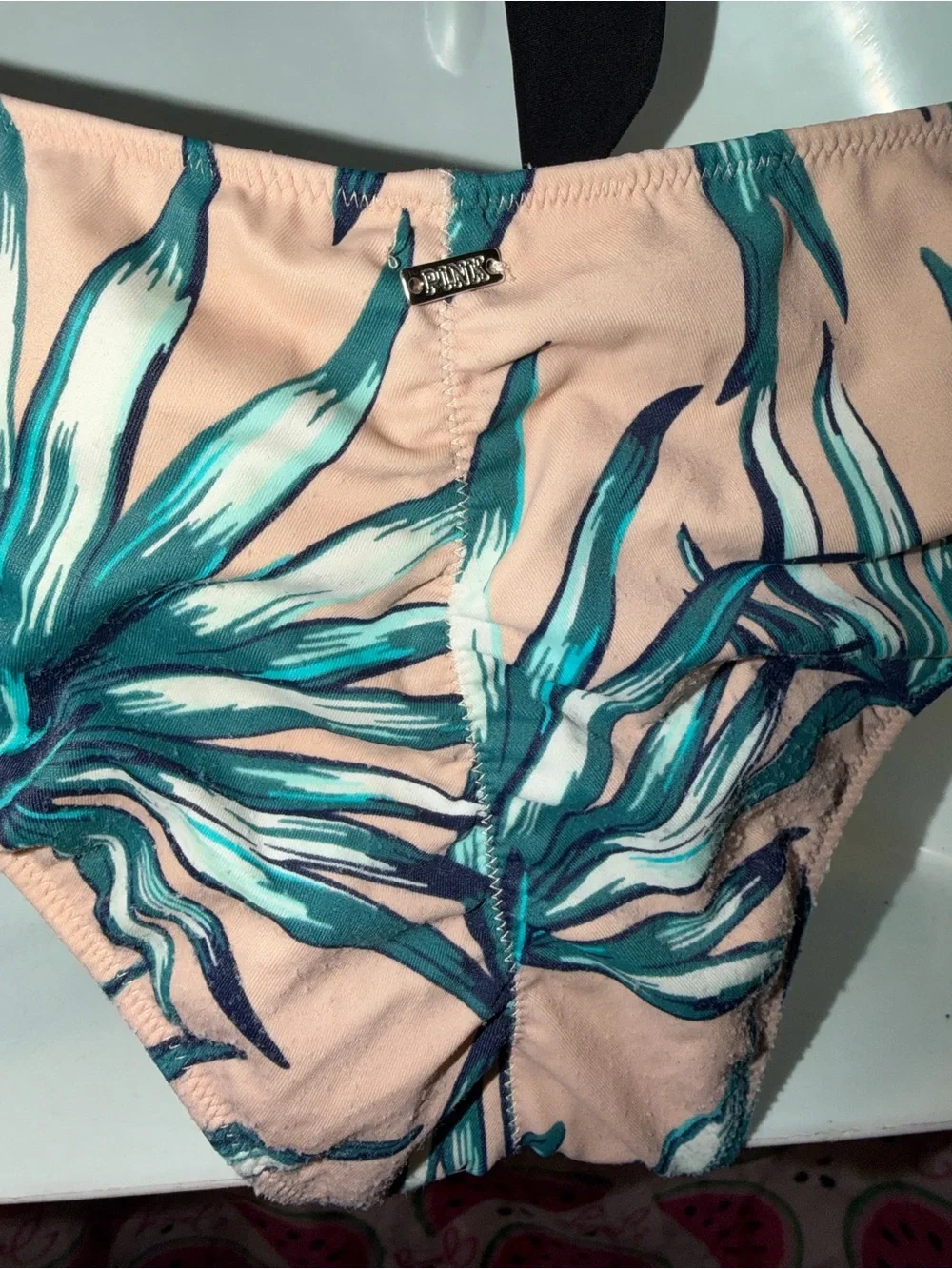 🩷 PINK Victoria's Secret Large Top, Small Bottom Tropical Leaf Wrap Bikini Set